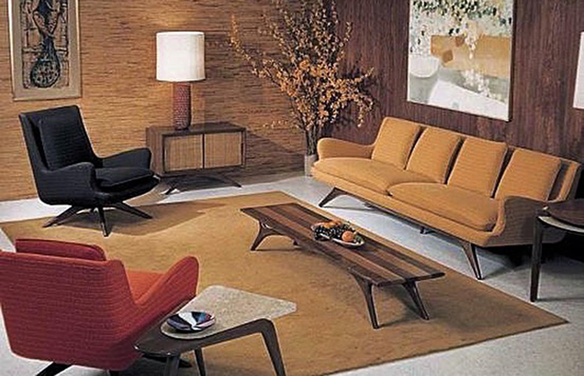 Mid-century beige living room